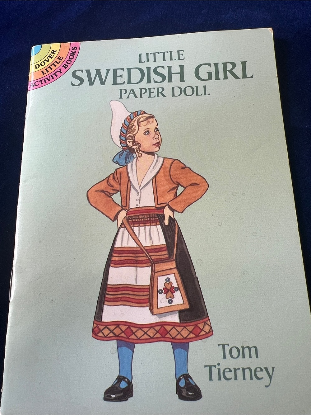 Little Swedish Girl Paper Doll Book - Light Green Cover Old Style Paper Cutouts